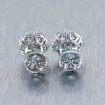 14k White Gold 1.89ctw Diamond Cluster Stud Earrings