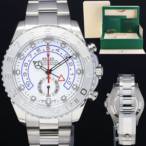 2023 NEW Rolex Yacht-Master II 2 Mercedes Hands White Gold 44mm 116689 Watch Box