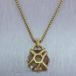 David Yurman 18k Yellow Gold Citrine & Diamond Cable Wrap Pendant 18" Necklace