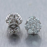 14k White Gold 2.25ctw Diamond Cluster Stud Earrings