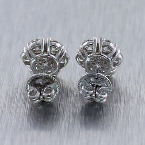 14k White Gold 2.25ctw Diamond Cluster Stud Earrings