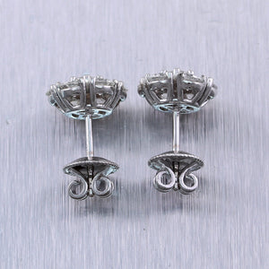 14k White Gold 2.25ctw Diamond Cluster Stud Earrings