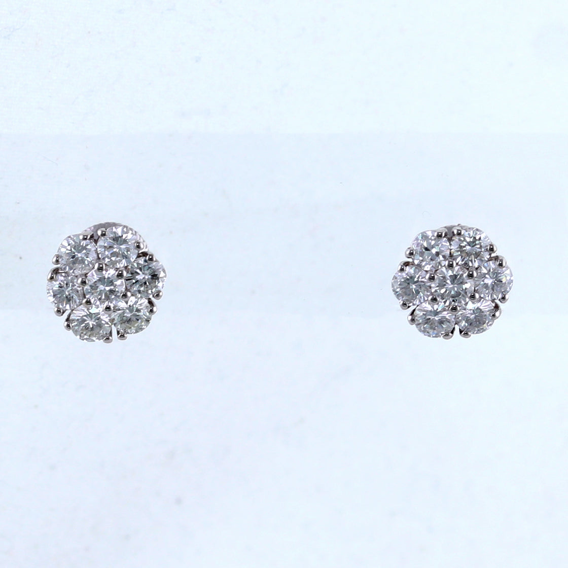 14k White Gold 2.25ctw Diamond Cluster Stud Earrings