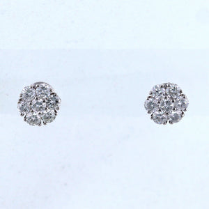 14k White Gold 2.25ctw Diamond Cluster Stud Earrings