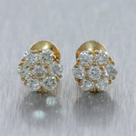 14k Yellow Gold 1.96ctw Diamond Cluster Stud Earrings