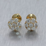 14k Yellow Gold 1.96ctw Diamond Cluster Stud Earrings