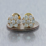 14k Yellow Gold 1.96ctw Diamond Cluster Stud Earrings