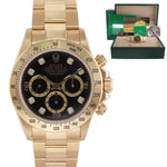 Rolex Daytona 16528 Zenith Black Diamond 40mm Yellow Gold Chrono Watch Box