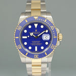 PAPERS Rolex Submariner 116613LB Two Tone 40mm Yellow Gold Blue Smurf Watch Box
