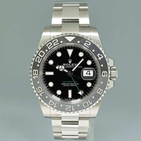 NOV 2024 NEW PAPERS Rolex GMT Master II Bruce Wayne Oyster 126710GRNR Watch Box