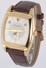 Patek Philippe Gondolo Calendario 18k Rose Gold Silver 51mm 5135R Leather Watch