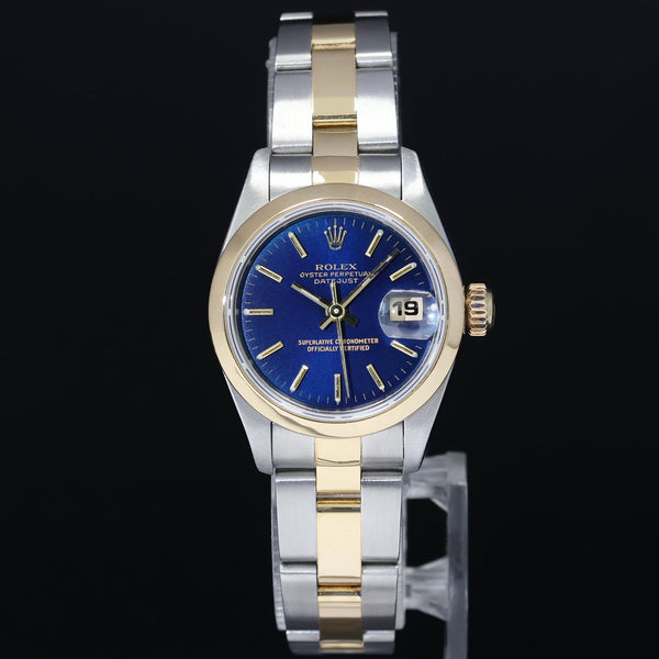 PAPERS Ladies Rolex DateJust 26mm 69163 Two Tone Oyster Blue Dial Watc