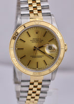 UNPOLISHED Rolex DateJust Turn-O-Graph Thunderbird 36mm CHAMPAGNE 18K Gold 16263