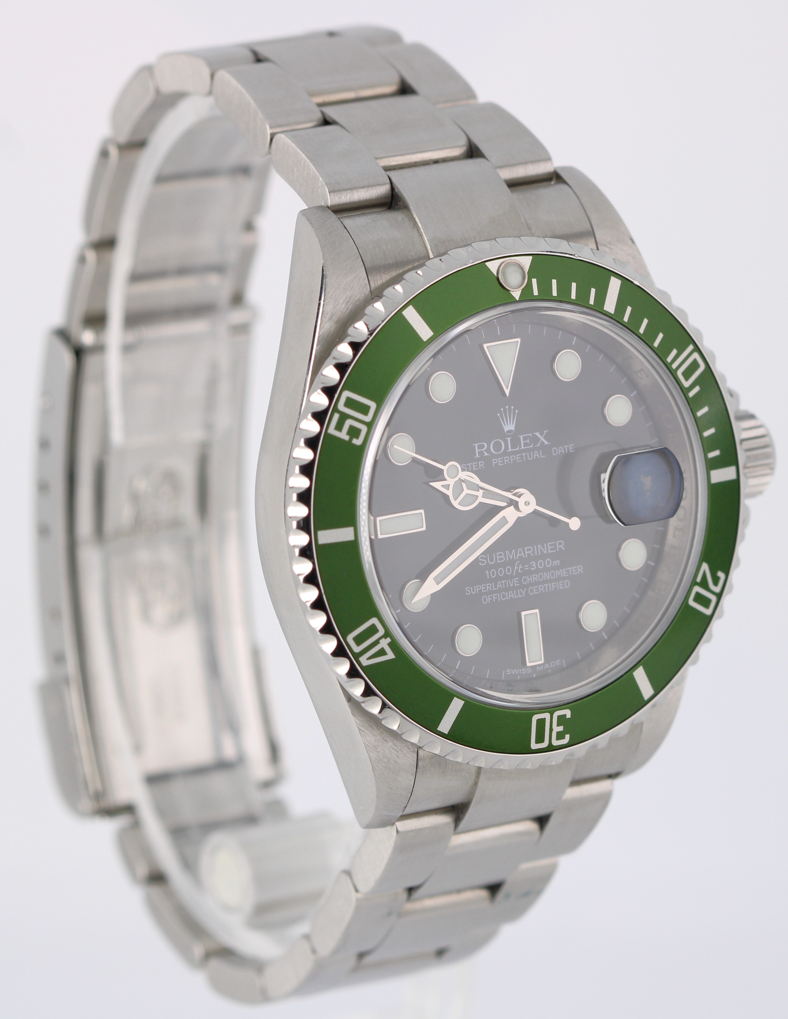 Rolex Submariner Date 116610 LV KERMIT REHAUT Steel GREEN BEZEL 40mm W