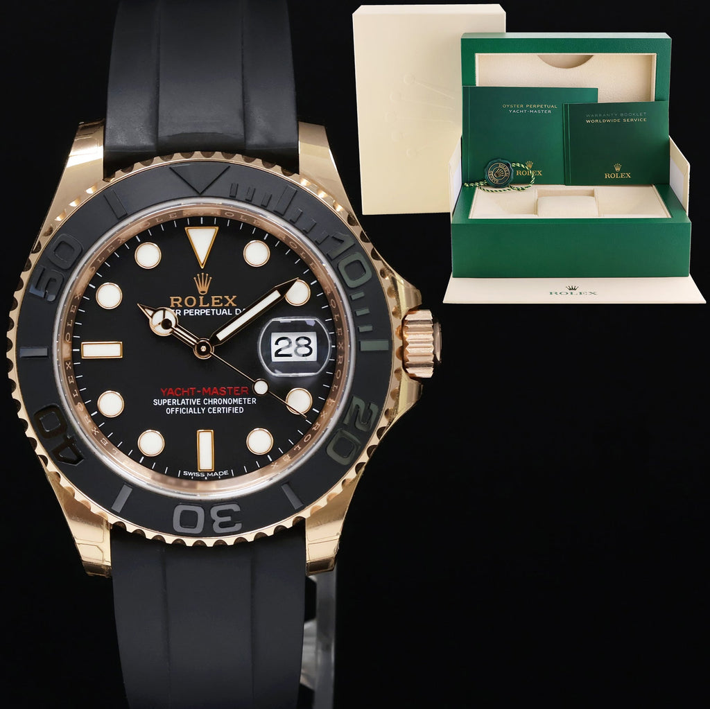 2016 MINT Rolex Yacht-Master 116655 Rose Gold 40mm Black Oysterflex Watch Box