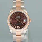 2015 Rolex DateJust Rose Gold Two Tone Steel 36mm 178341 Chocolate Diamond Watch