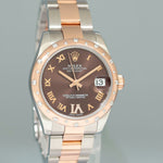 2015 Rolex DateJust Rose Gold Two Tone Steel 36mm 178341 Chocolate Diamond Watch