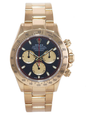 MINT PAPERS 2008 Rolex Daytona 116528 Black Paul Newman Cosmo Yellow Gold Watch