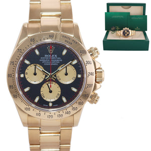 MINT PAPERS 2008 Rolex Daytona 116528 Black Paul Newman Cosmo Yellow Gold Watch