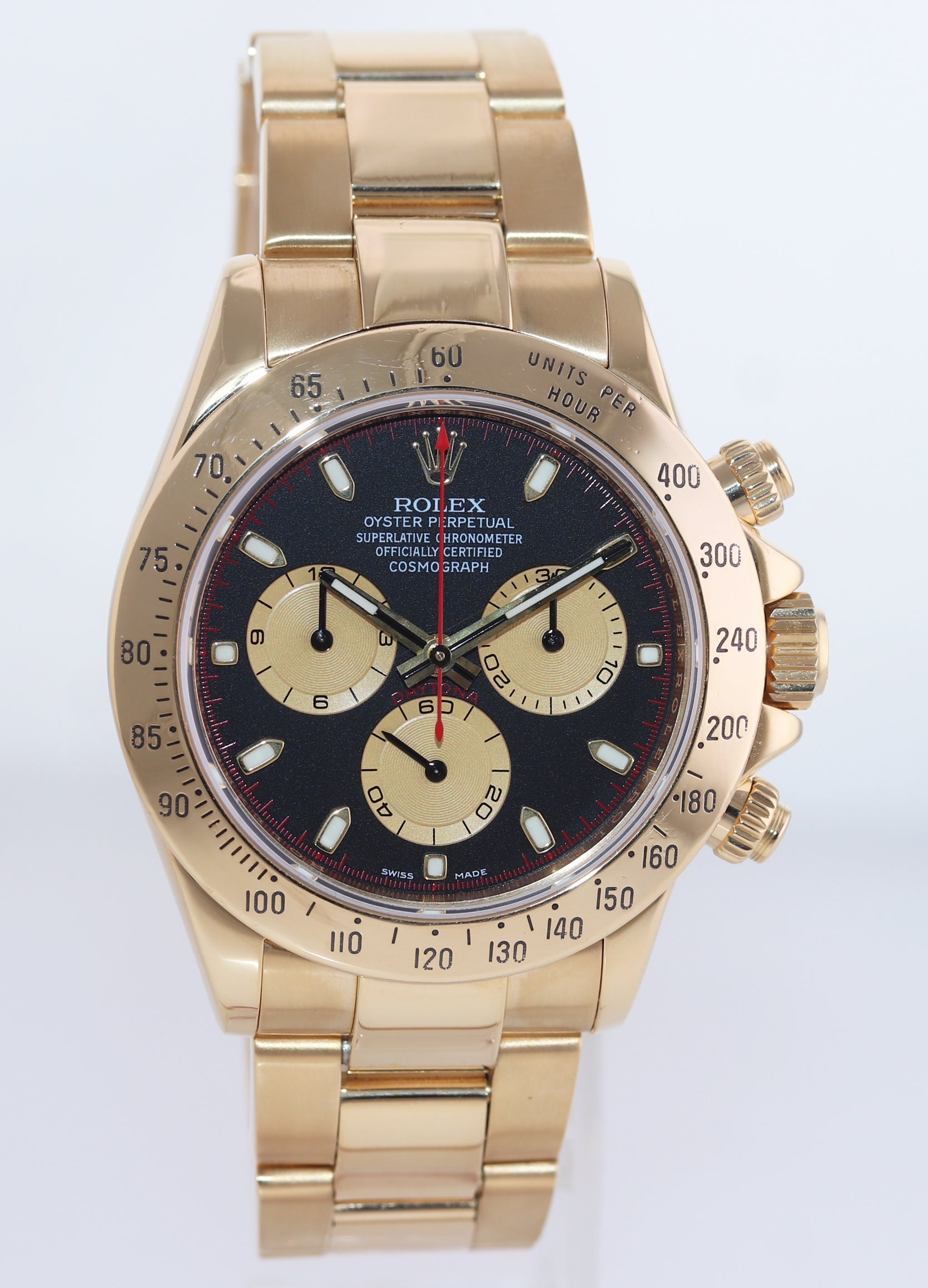 MINT PAPERS 2008 Rolex Daytona 116528 Black Paul Newman Cosmo Yellow Gold Watch