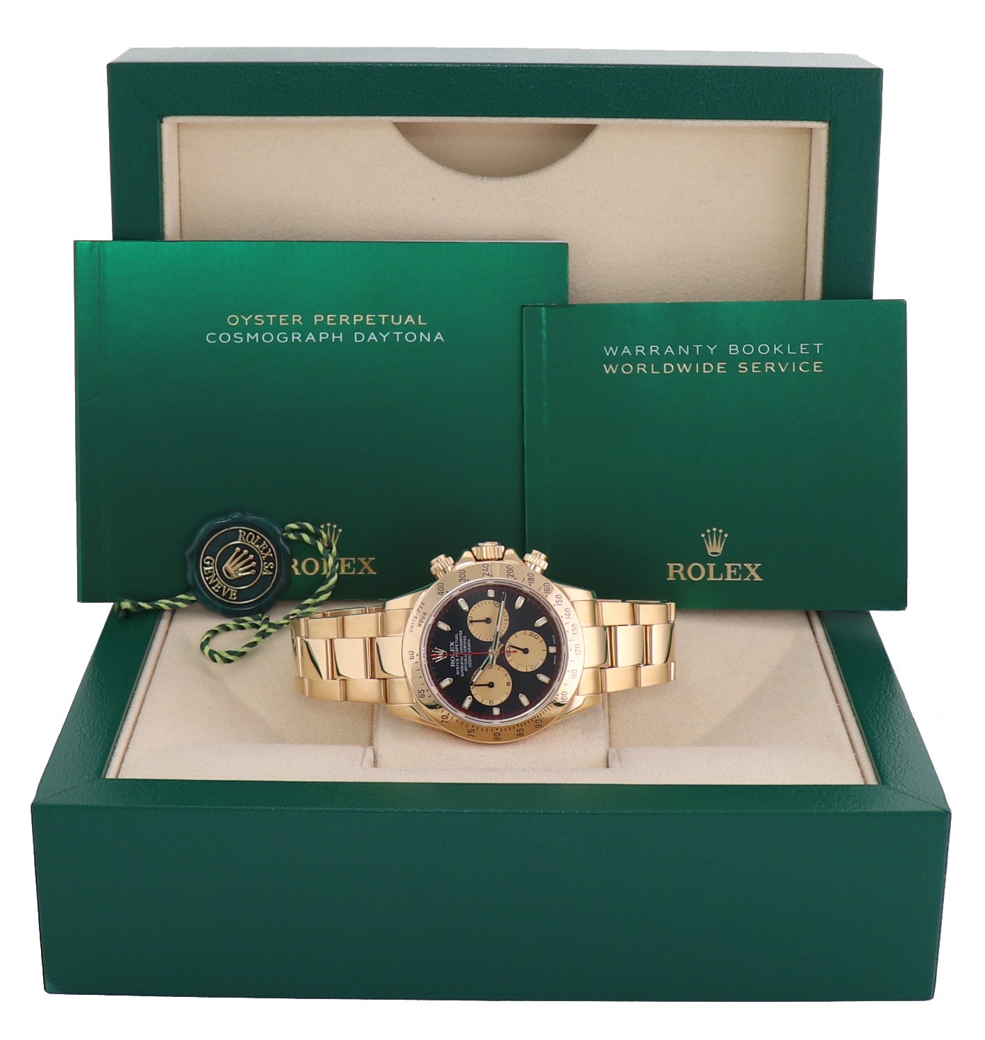 MINT PAPERS 2008 Rolex Daytona 116528 Black Paul Newman Cosmo Yellow Gold Watch