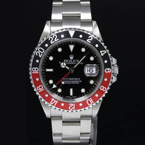 2002 PAPERS MINT Rolex GMT-Master II Coke Red Black Steel 16710 40mm Watch Box