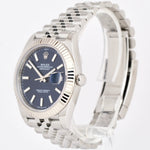 MINT Rolex DateJust 41 BLUE 18K Gold Steel JUBILEE Fluted 41mm Date Watch 126334