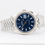MINT Rolex DateJust 41 BLUE 18K Gold Steel JUBILEE Fluted 41mm Date Watch 126334