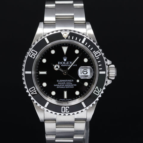 2008 MINT PAPERS Rolex Submariner Date 16610 Steel Black Rehaut Watch Box