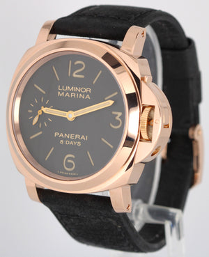 Panerai Luminor Marina 8 Days 18k Rose Gold Brown 44mm PAM00511 Manual Watch