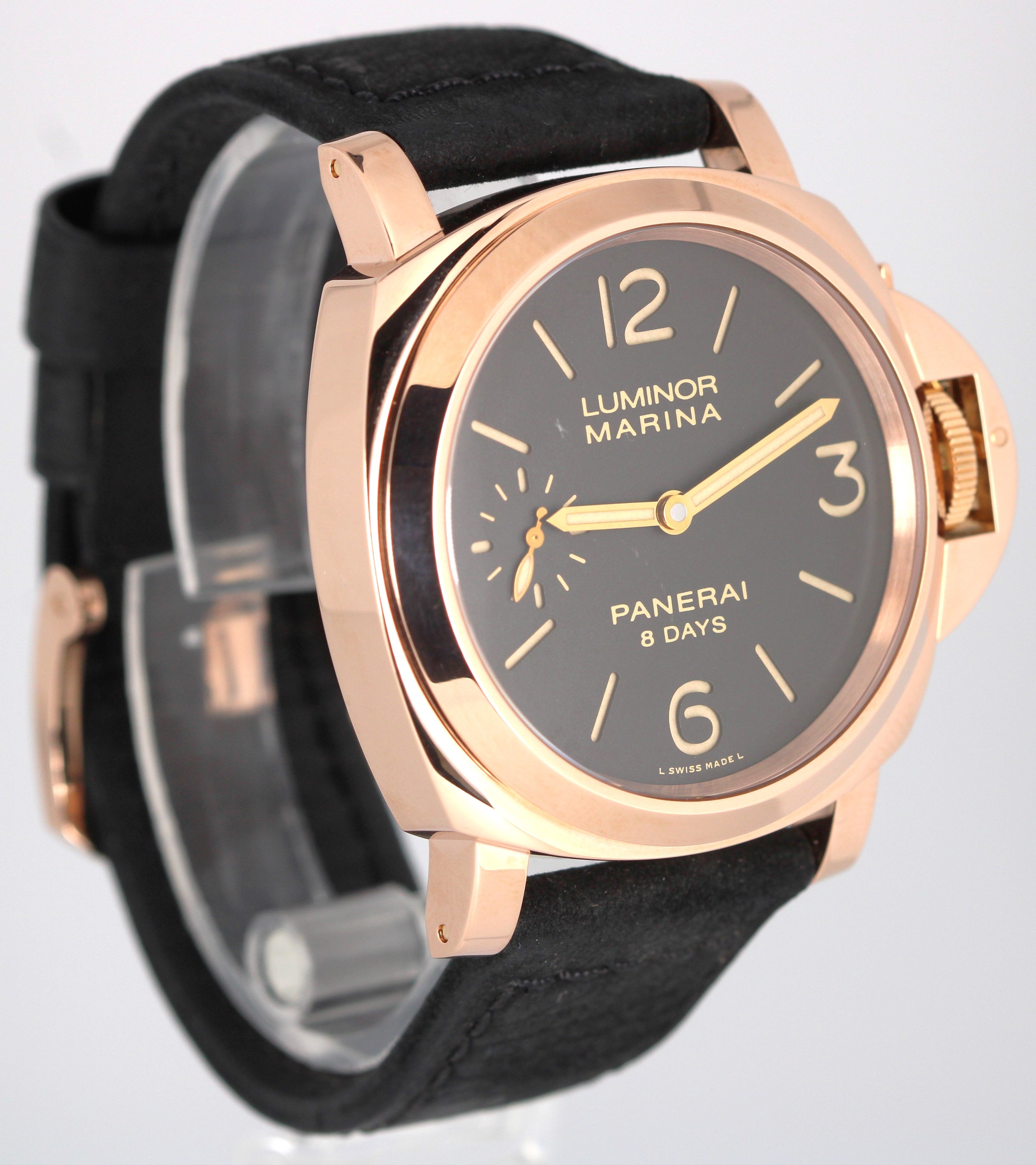 Panerai Luminor Marina 8 Days 18k Rose Gold Brown 44mm PAM00511 Manual Watch