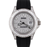 Rolex Yacht-Master 18K White Gold BAGUETTE PAVE DIAMOND DIAL 42mm 226679 TBR B+P