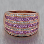 LeVian 14k Rose Gold 2ctw Pink Sapphire & Diamond Wide Band Ring