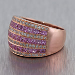 LeVian 14k Rose Gold 2ctw Pink Sapphire & Diamond Wide Band Ring