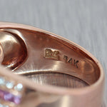LeVian 14k Rose Gold 2ctw Pink Sapphire & Diamond Wide Band Ring