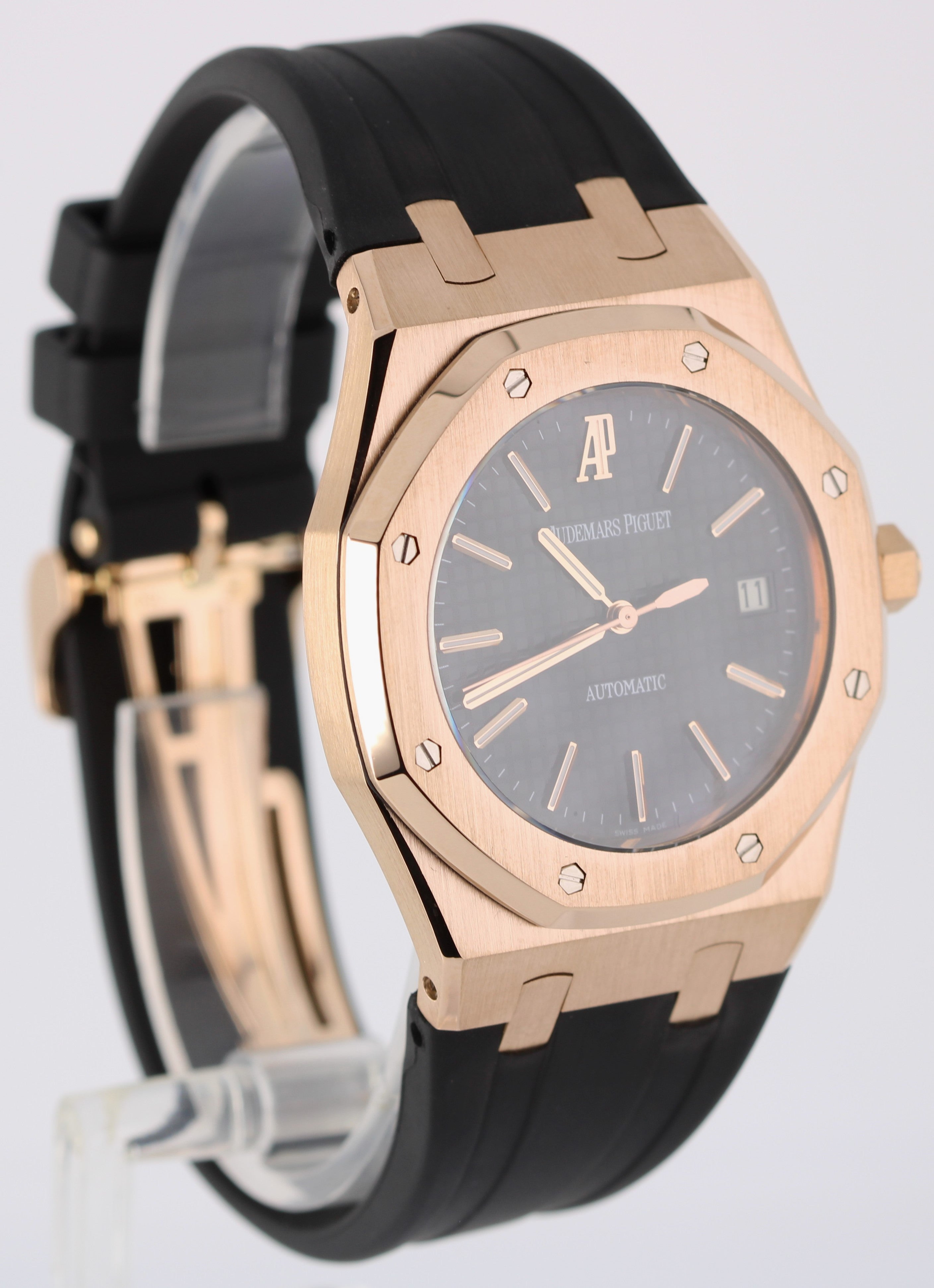 Audemars Piguet Royal Oak 18k Rose Gold Black 39mm 15300OR.OO.D002CR.01 Watch