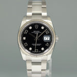 2021 NEW PAPERS Rolex Date 34mm Black Diamond 115234 Steel Oyster Band Watch Box