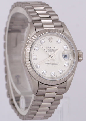 2002 Rolex DateJust President 26mm 18K White Gold SILVER DIAMOND 79179 Watch