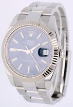 2021 PAPERS Rolex DateJust 41 Stainless Steel FLUTED Blue 41mm 126334 Watch BOX