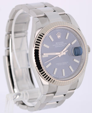 2021 PAPERS Rolex DateJust 41 Stainless Steel FLUTED Blue 41mm 126334 Watch BOX