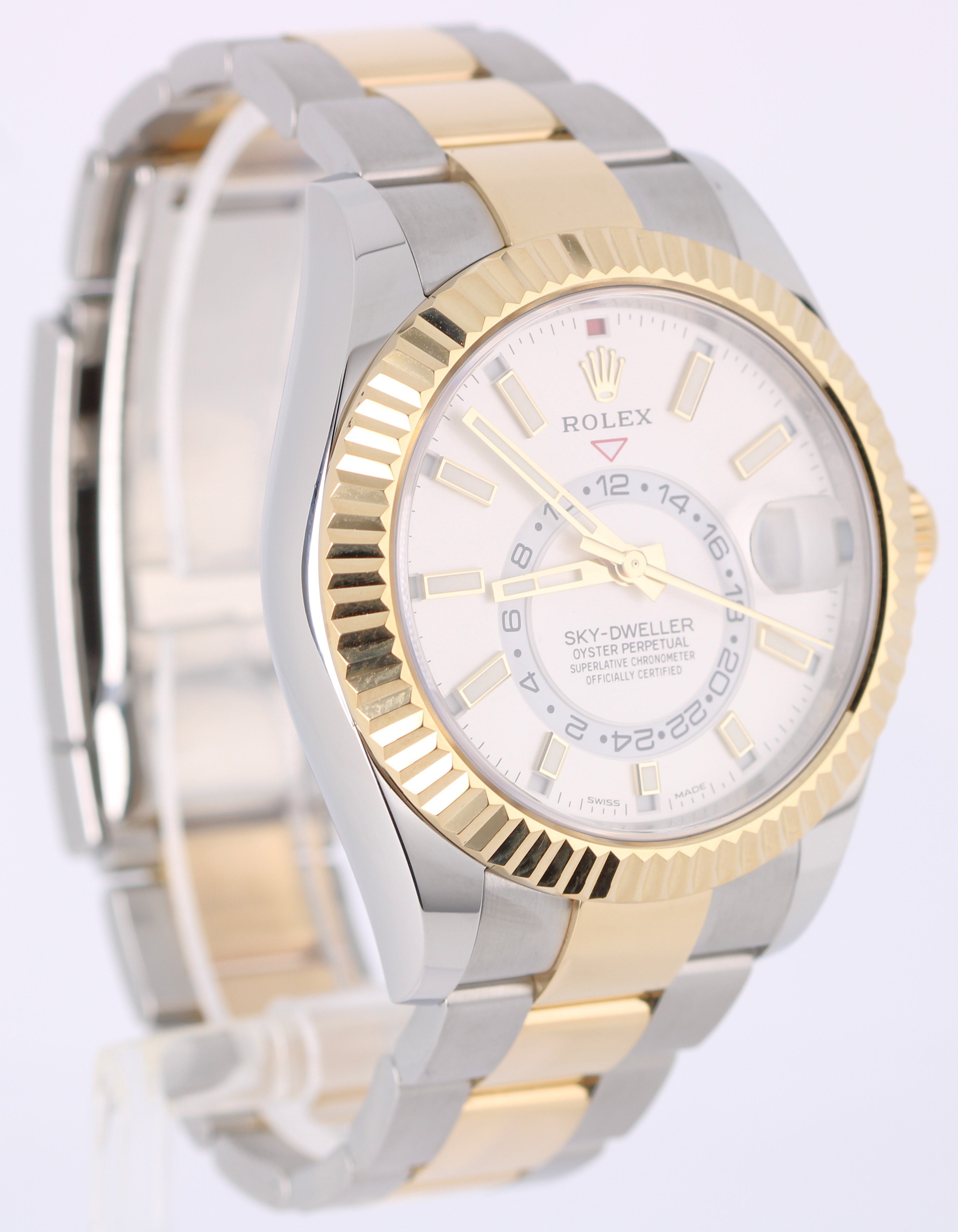 Rolex Sky-Dweller Two-Tone 18K Gold Steel White 42mm Oyster 326933 Watch