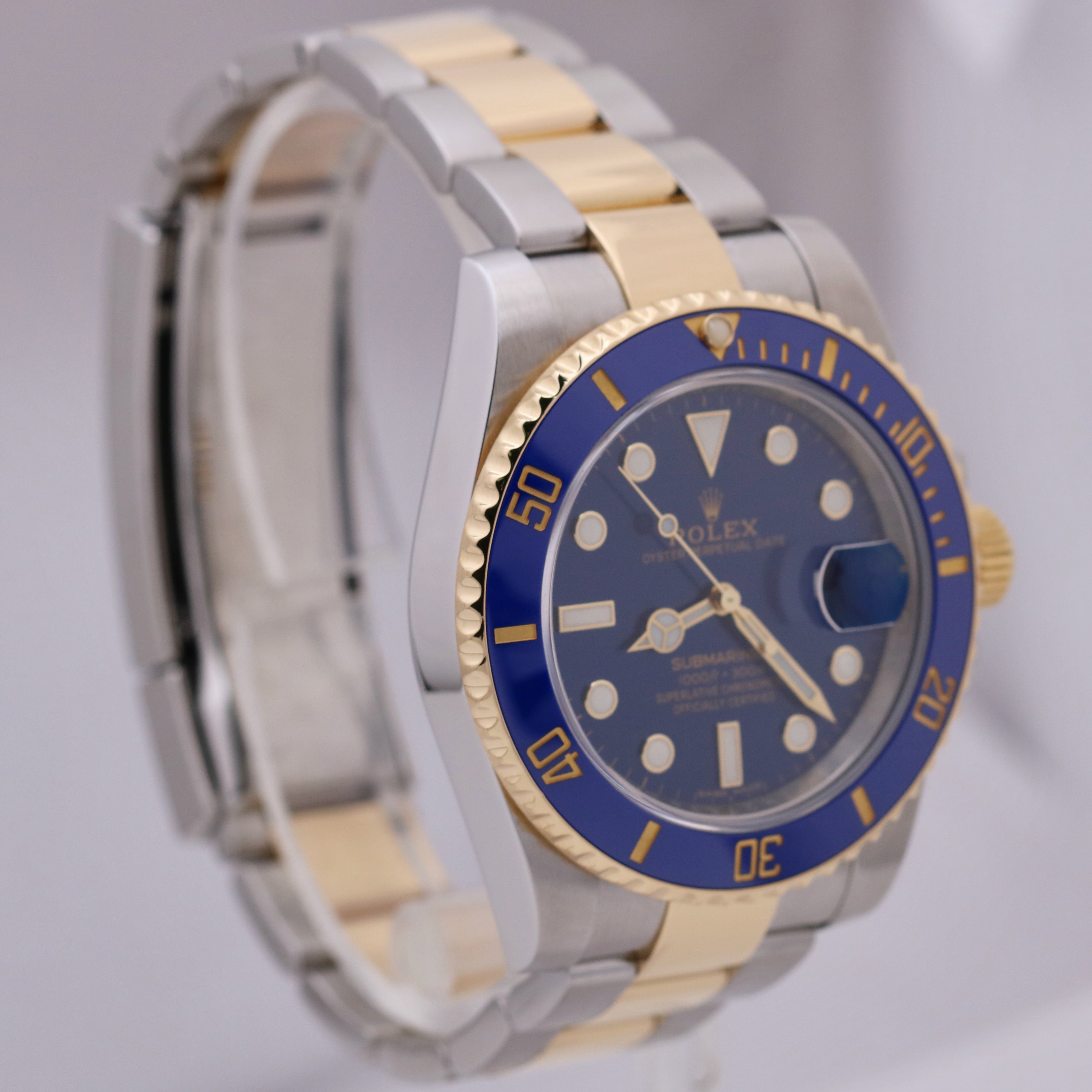 MINT Rolex Submariner Date BLUE 18K Yellow Gold Two-Tone Steel 40mm 116613 LB