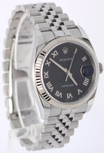 Rolex DateJust Stainless Steel Black JUBILEE Roman Numeral 36mm 116234 Watch