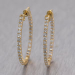 14k Yellow Gold 2ctw Diamond In & Out Hoop Earrings