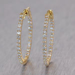 14k Yellow Gold 2ctw Diamond In & Out Hoop Earrings