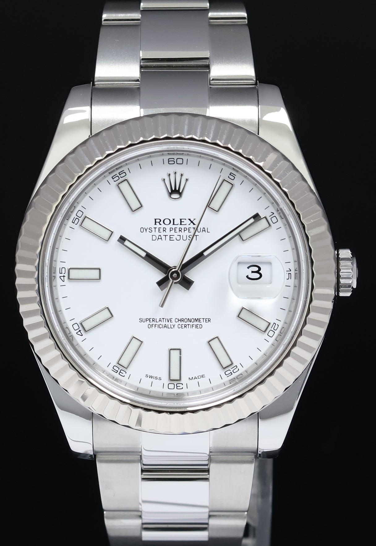 MINT PAPERS Rolex Datejust 2 41MM White Stick 116334 White Gold Fluted Watch