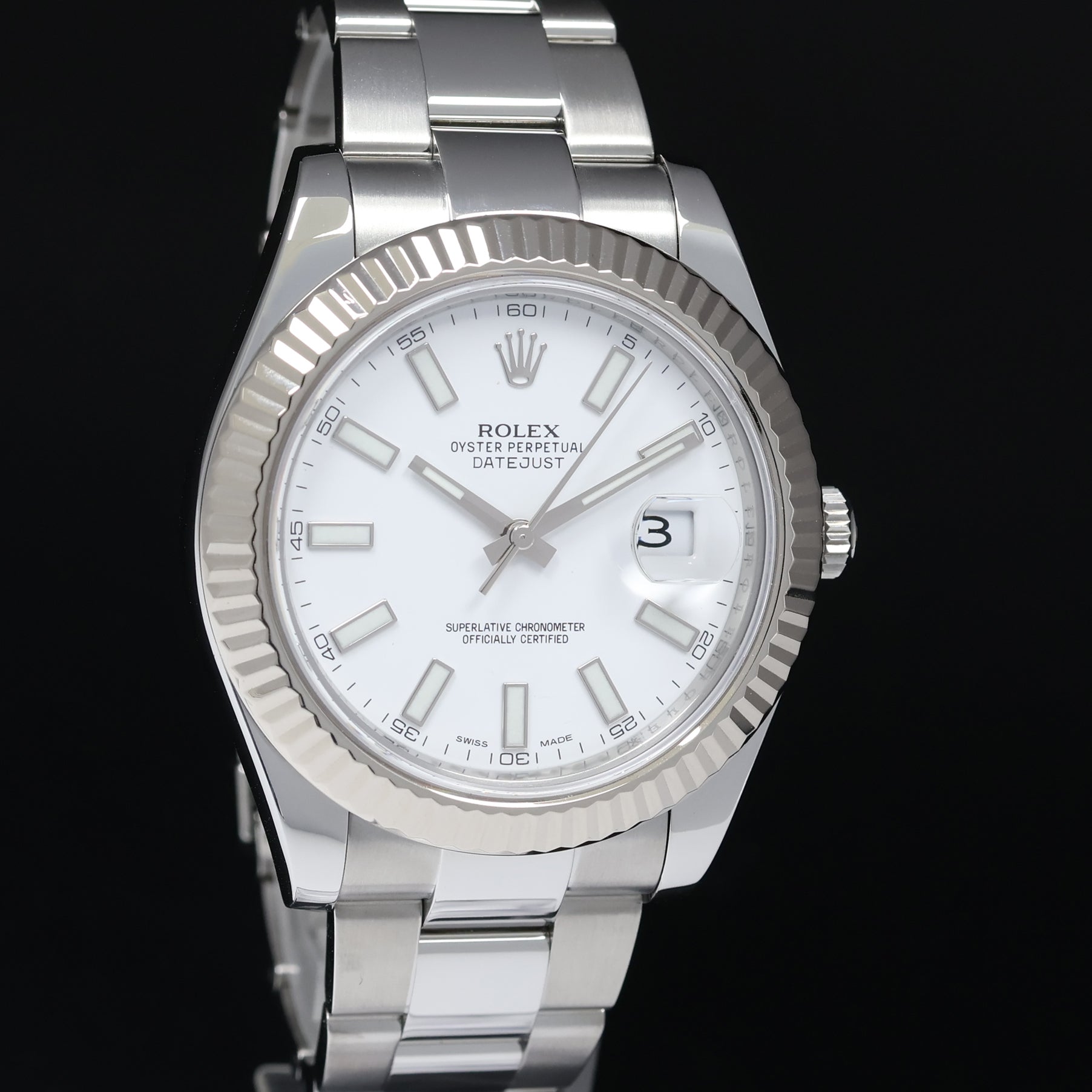 MINT PAPERS Rolex Datejust 2 41MM White Stick 116334 White Gold Fluted Watch