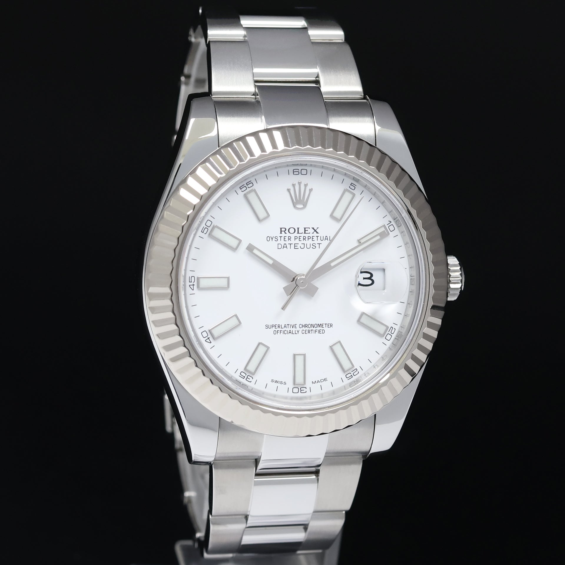 MINT PAPERS Rolex Datejust 2 41MM White Stick 116334 White Gold Fluted Watch