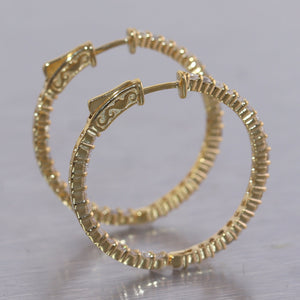 14k Yellow Gold 2ctw Diamond In & Out Hoop Earrings