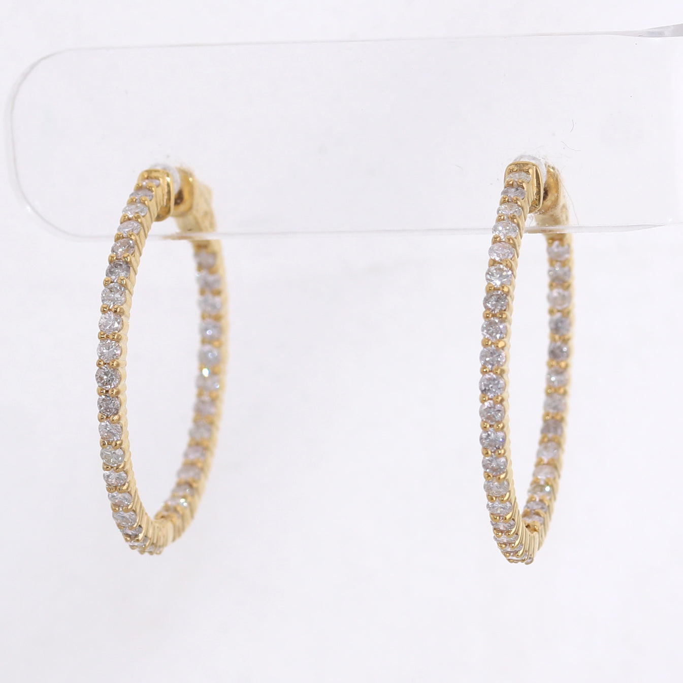 14k Yellow Gold 2ctw Diamond In & Out Hoop Earrings